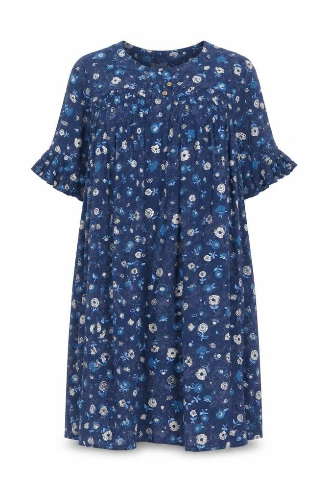 MANTARAY Women's Blue Floral A-Line Viscose Dress, Size 10