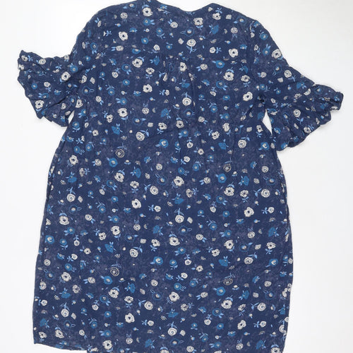 MANTARAY Women's Blue Floral A-Line Viscose Dress, Size 10