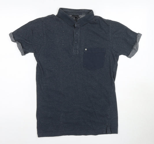 Bench Men's Blue Polo Shirt S Solid Casual Comfort