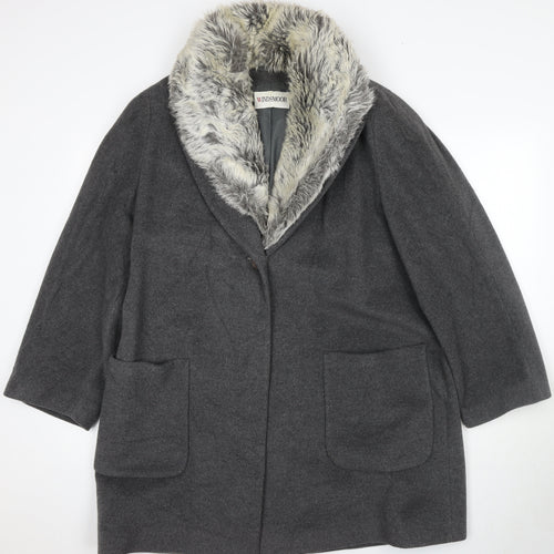 Windsmoor Grey Women's Coat, Size 16, Faux Fur Trim