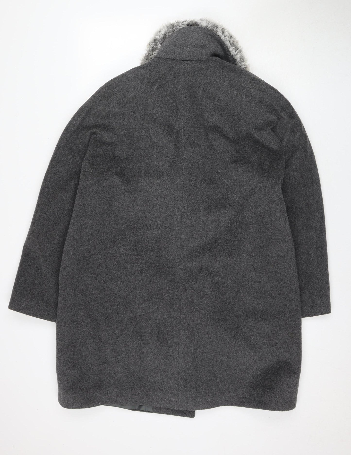 Windsmoor Grey Women's Coat, Size 16, Faux Fur Trim