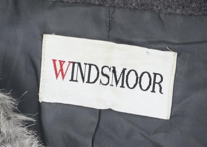 Windsmoor Grey Women's Coat, Size 16, Faux Fur Trim