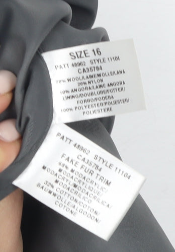 Windsmoor Grey Women's Coat, Size 16, Faux Fur Trim