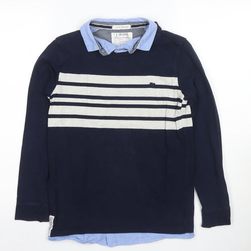 Jasper Conran Boys Blue Striped Pullover Top Age 11-12