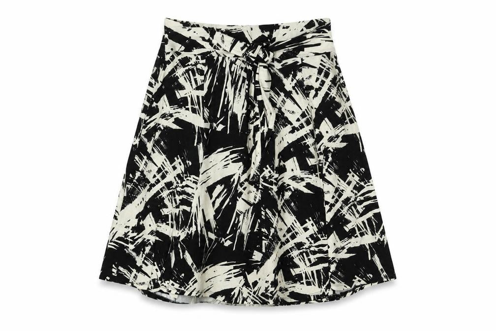Laura Ashley Women's Black Geometric A-Line Skirt Size 16