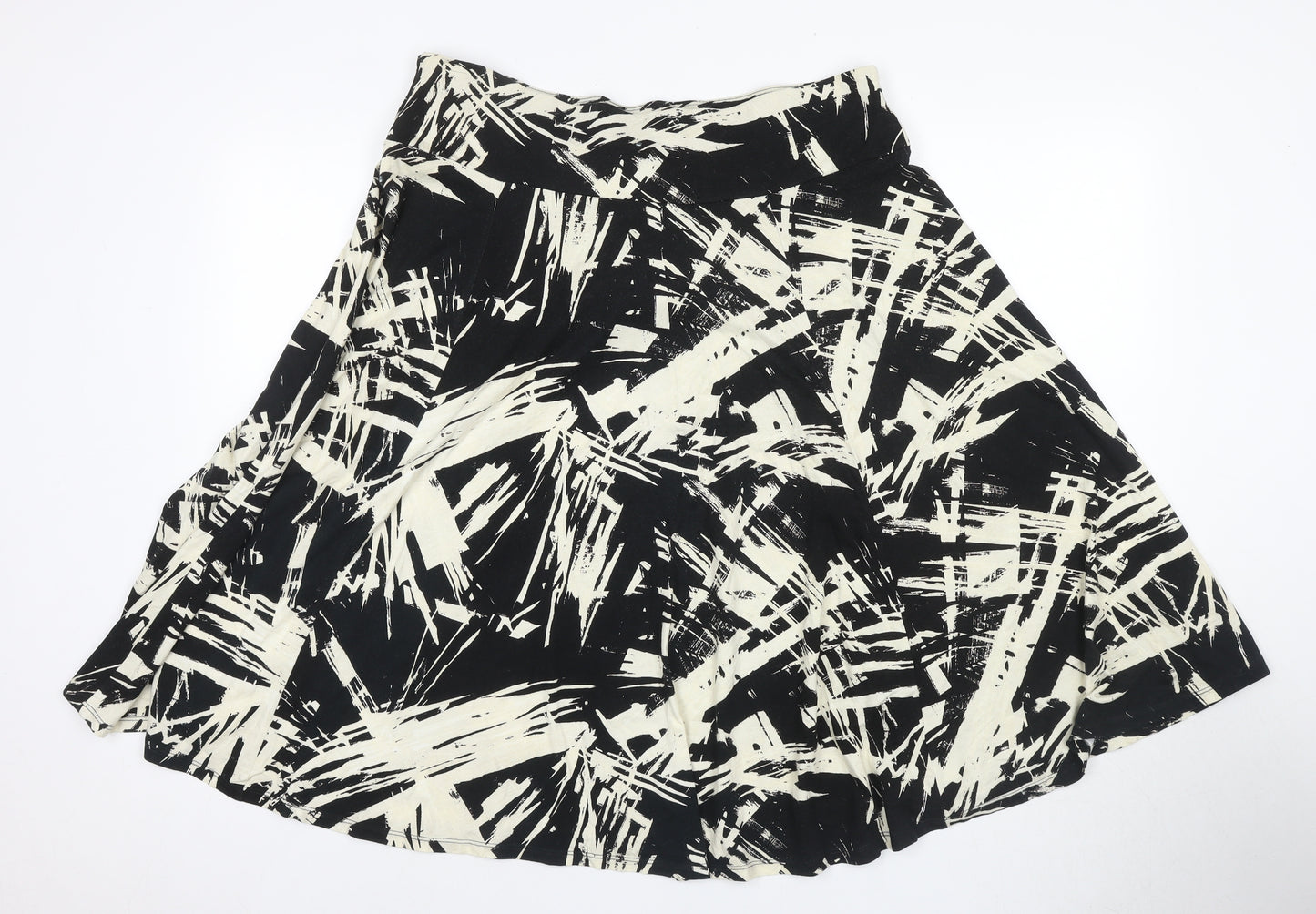 Laura Ashley Women's Black Geometric A-Line Skirt Size 16