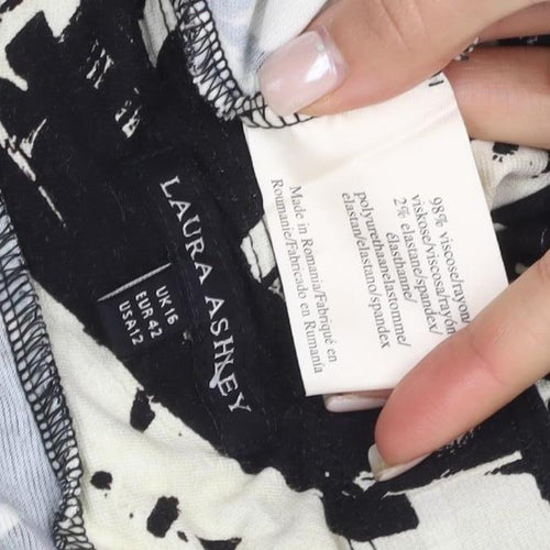 Laura Ashley Women's Black Geometric A-Line Skirt Size 16