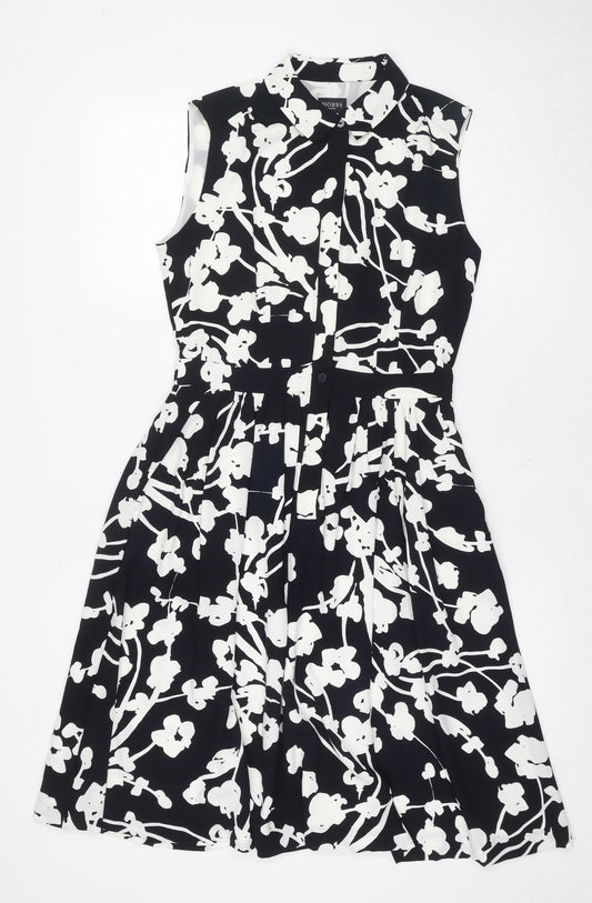 Hobbs Women's Black Floral Dress Size 10 Polyester