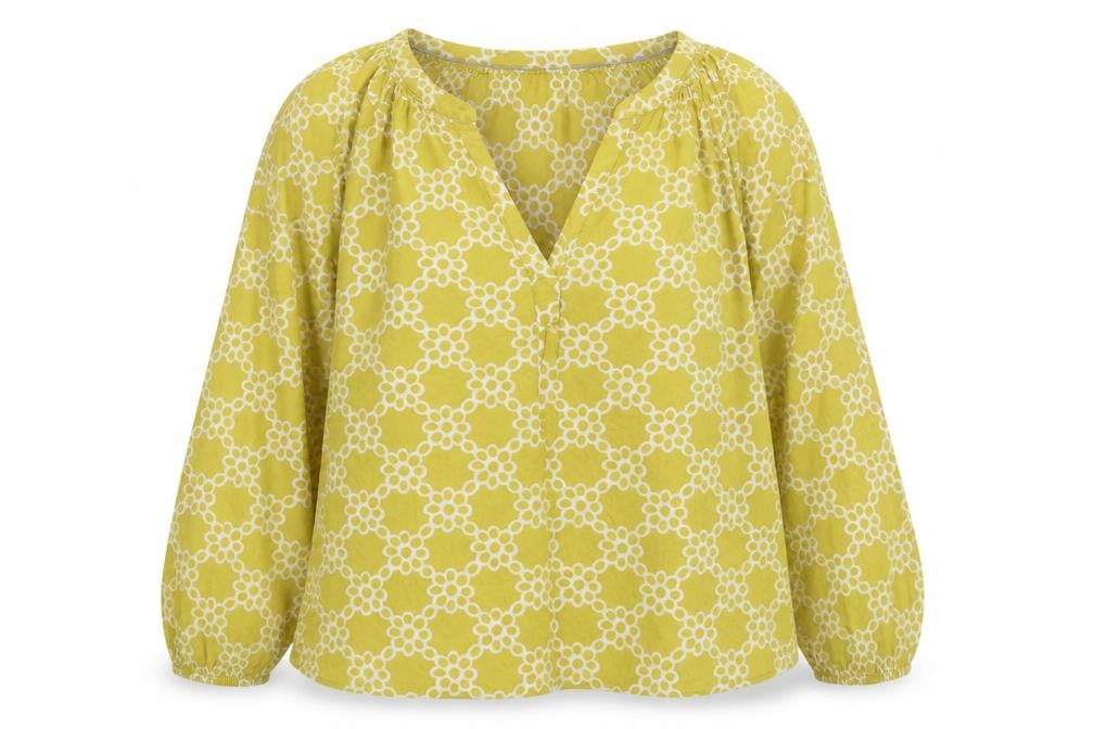 Front view of Lands' End Women's Green Geometric Tunic Blouse, size 10