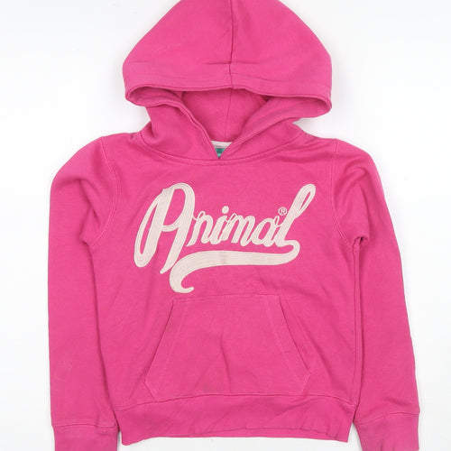 Animal Girls Pink Pullover Hoodie, Size 7-8 Years