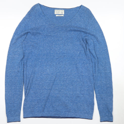 Jack & Jones Men's Blue V-Neck Cotton Pullover Jumper S