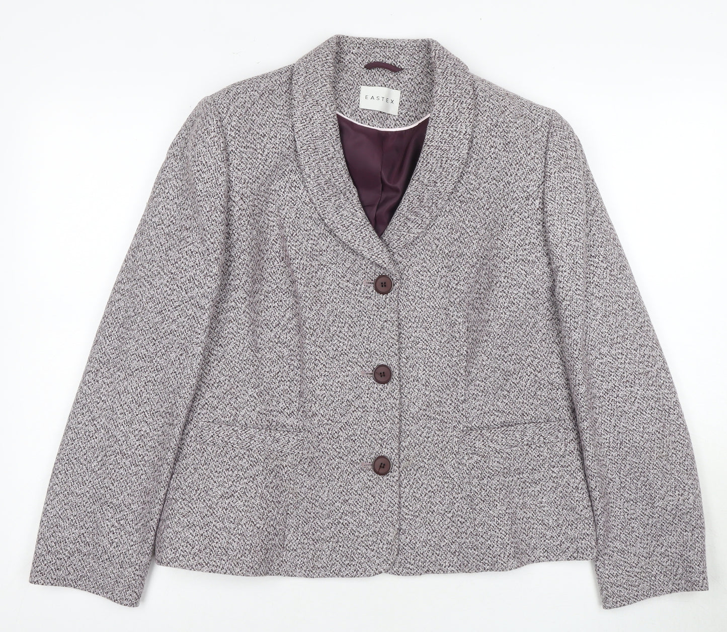 Eastex Women's Grey Suit Jacket, Size 14, Lined Shawl Lapel