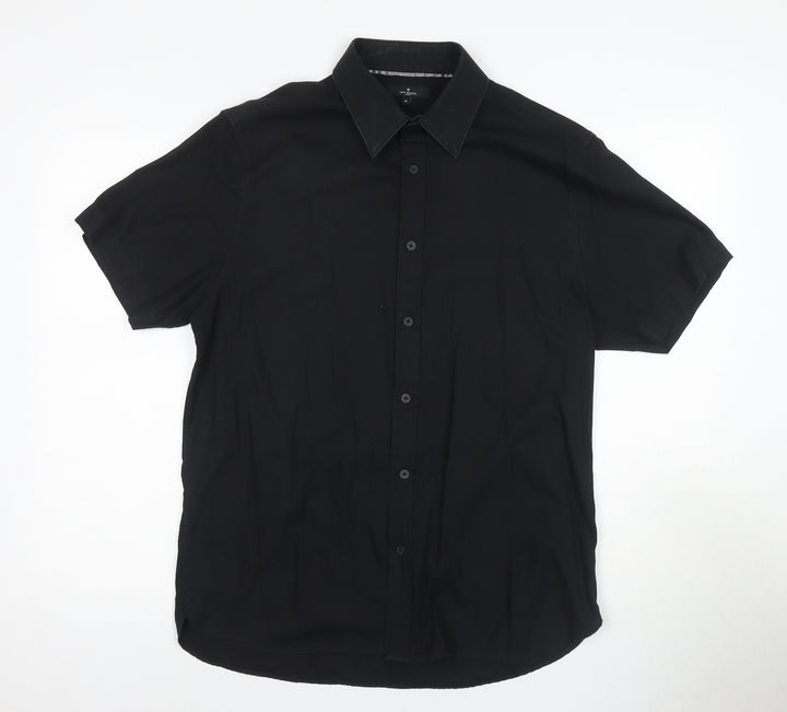 Jeff Banks Men's Black Short Sleeve Casual Shirt M