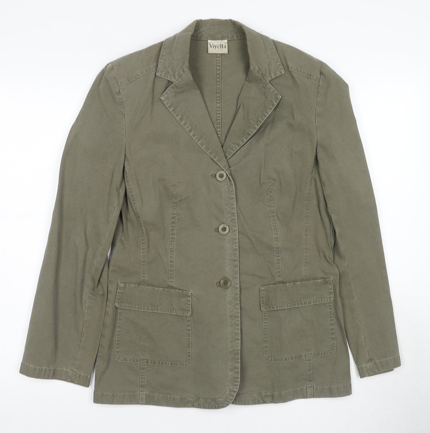 Viyella Women's Green Blazer, Size 10, Cotton, Button