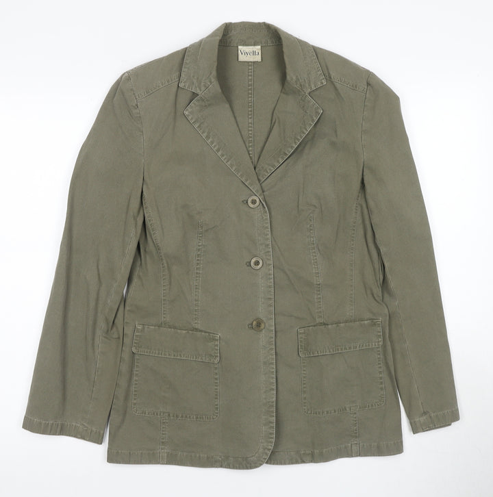 Viyella Women's Green Blazer, Size 10, Cotton, Button