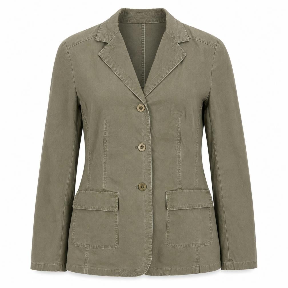 Front view of Viyella Women's Green Blazer, size 10, Cotton, Button