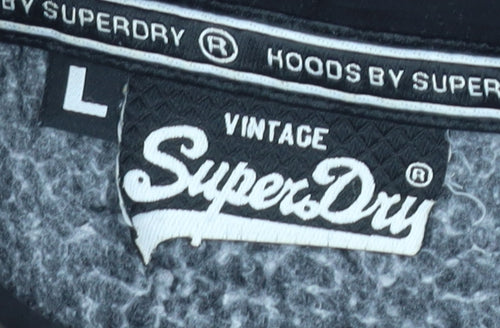 Superdry Men's Black Pullover Hoodie, Size L