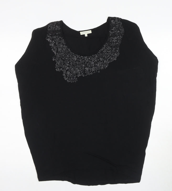 Whistles Women's Black Sequined Blouse UK 10