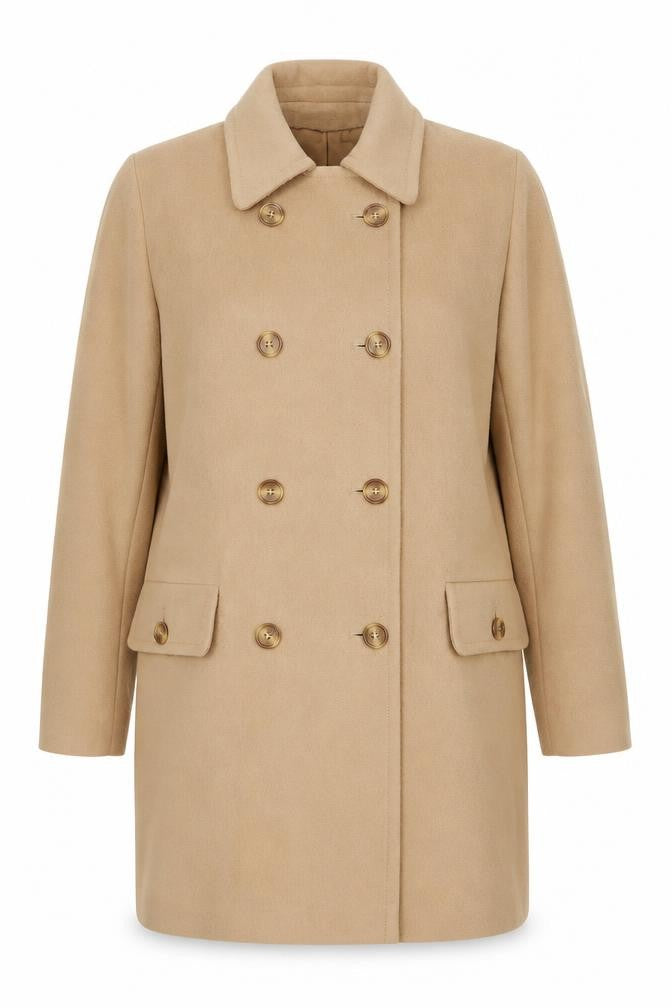 Front view of Windsmoor Beige Women's Wool Pea Coat, size 12