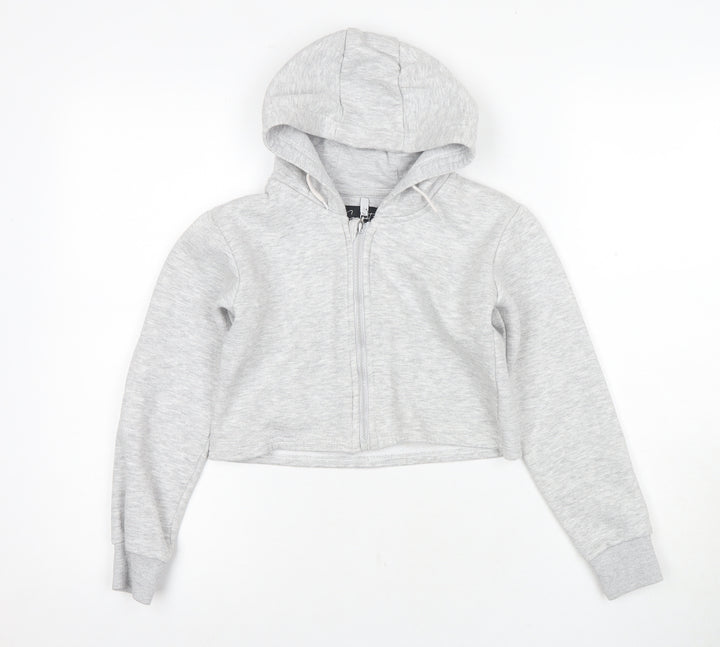 Bonds Girls Grey Full Zip Hoodie, Size 10-11, Hooded Fleece