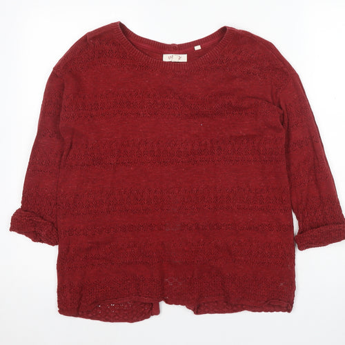 Free People Women's Red Cardigan Size 8 Knit 3/4 Sleeve