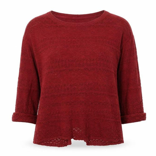Free People Women's Red Cardigan Size 8 Knit 3/4 Sleeve