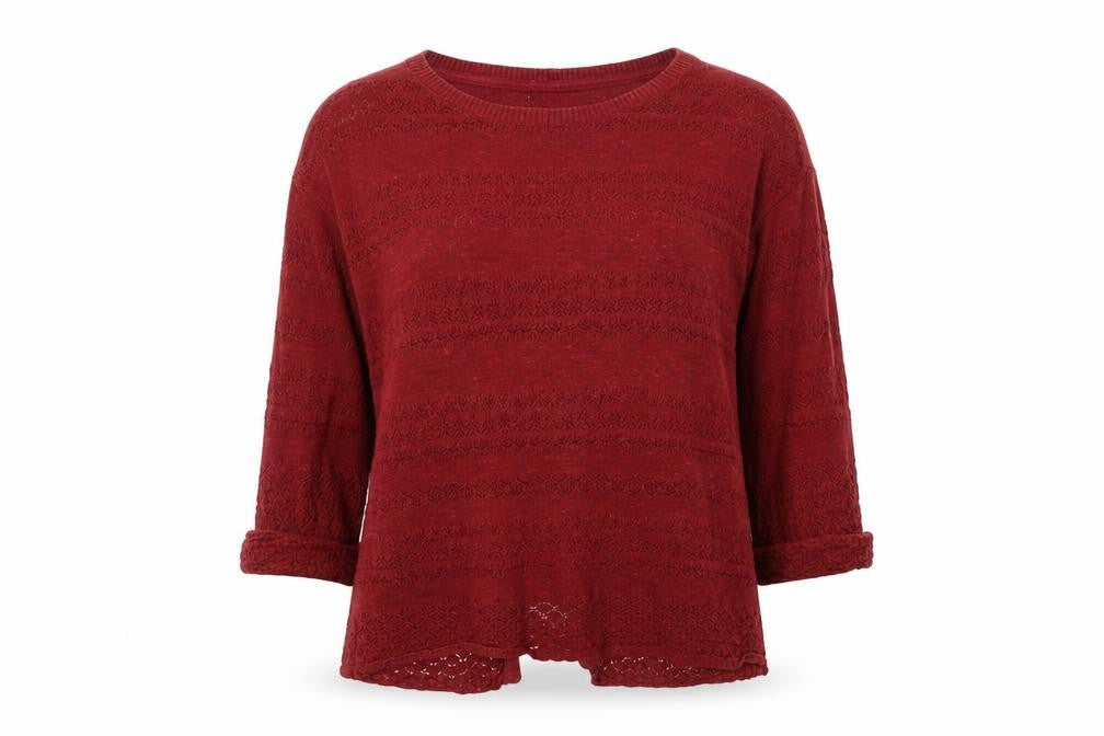 Free People Women's Red Cardigan Size 8 Knit 3/4 Sleeve