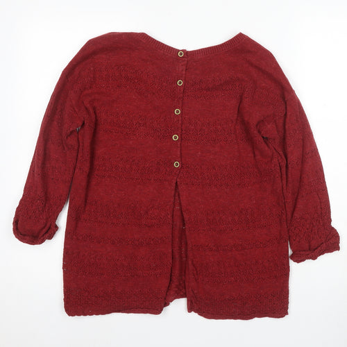 Free People Women's Red Cardigan Size 8 Knit 3/4 Sleeve