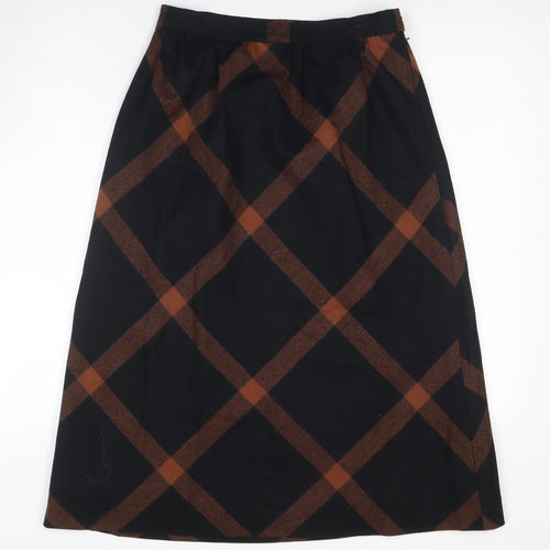 Alexon Women's Black Check A-Line Midi Skirt Size 6