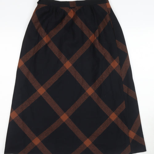 Alexon Women's Black Check A-Line Midi Skirt Size 6