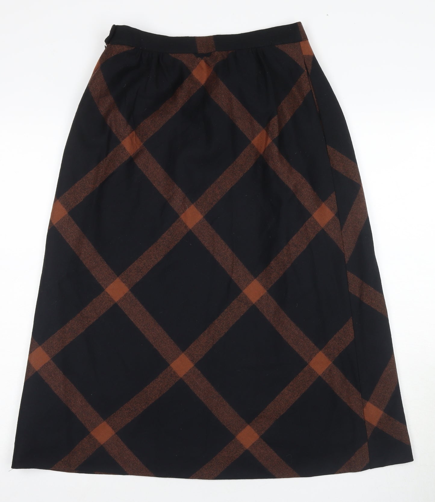 Alexon Women's Black Check A-Line Midi Skirt Size 6