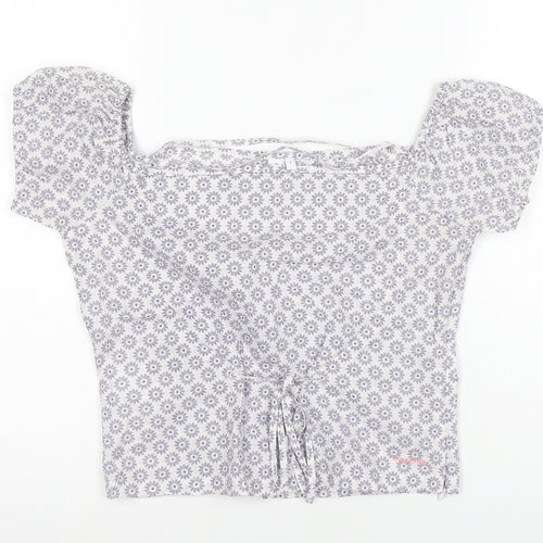 Firetrap Women's White Floral Short Sleeve Top, S