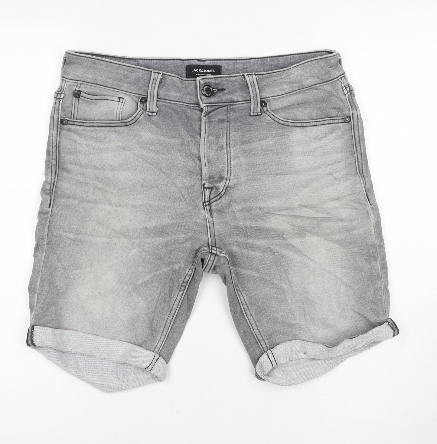 Jack & Jones Grey Denim Chino Shorts S - Men's Casual Style
