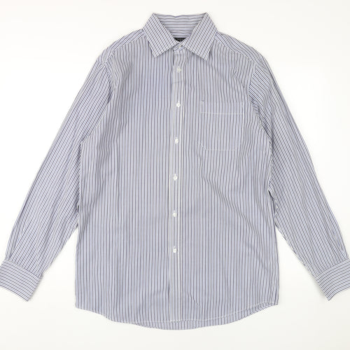 Thomas Nash Men's Blue Striped Classic Fit Dress Shirt