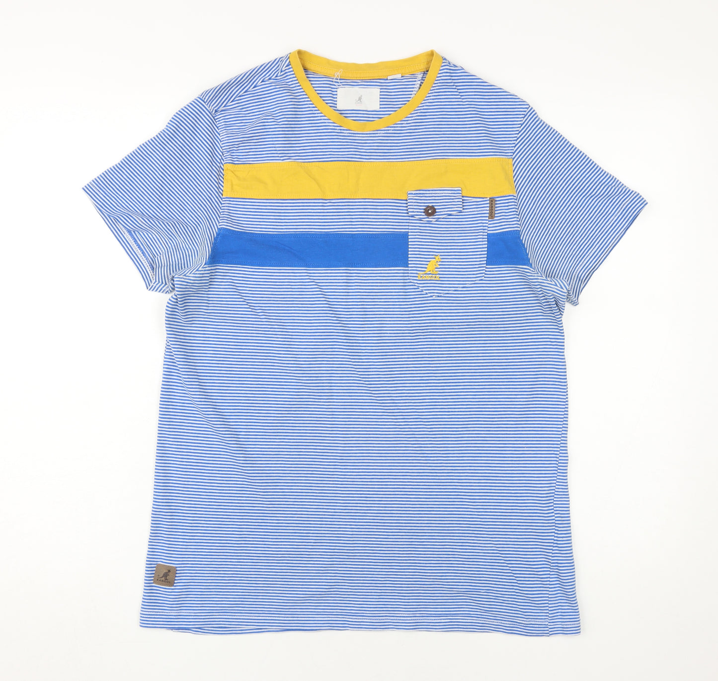 Kangol Men's Blue Striped Crew Neck T-Shirt M