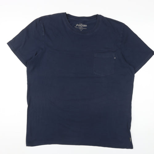 Jack & Jones Blue XL Men's Crew Neck Cotton T-Shirt