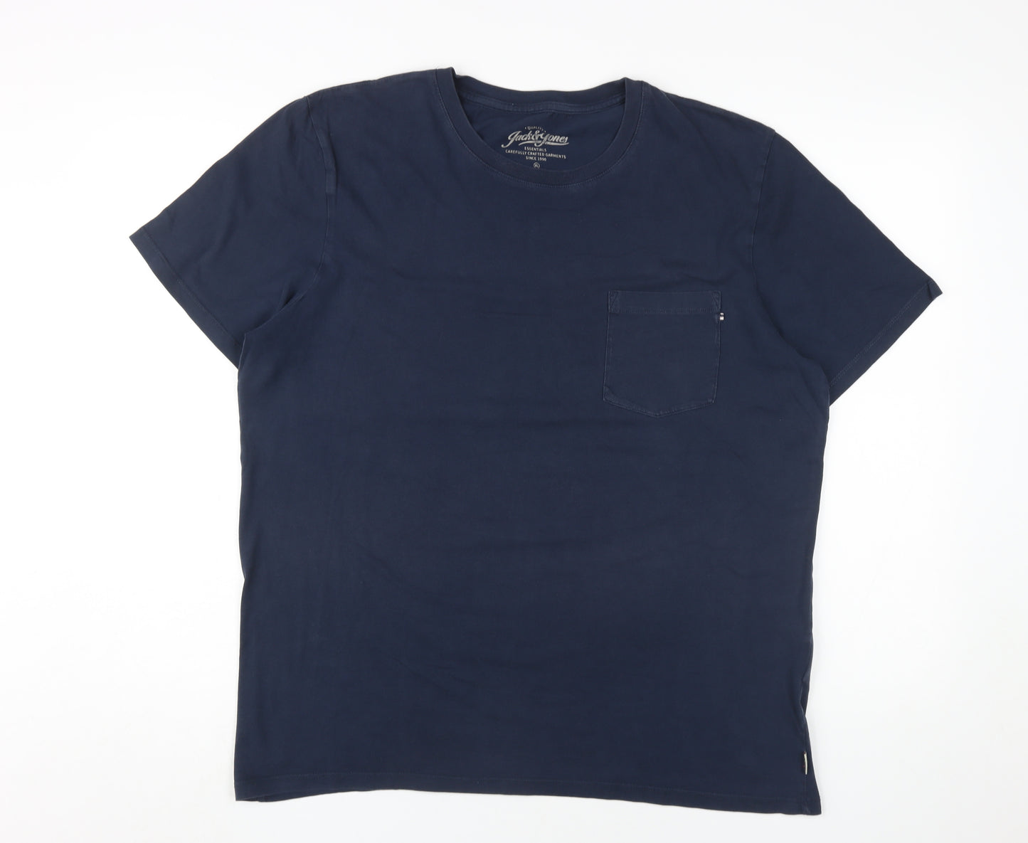 Jack & Jones Blue XL Men's Crew Neck Cotton T-Shirt