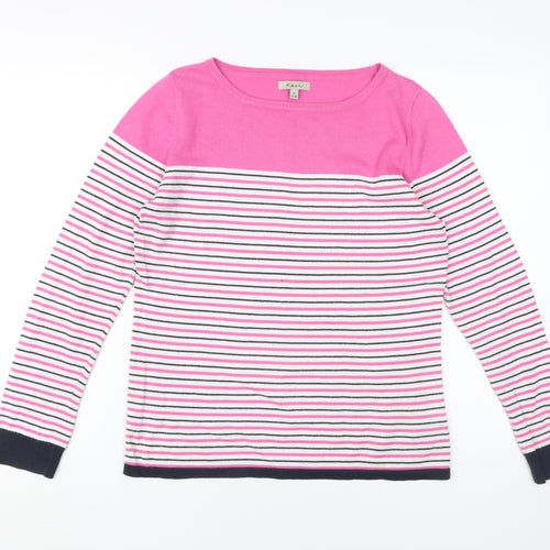 Kew Women's Pink Striped Knit Pullover Jumper M