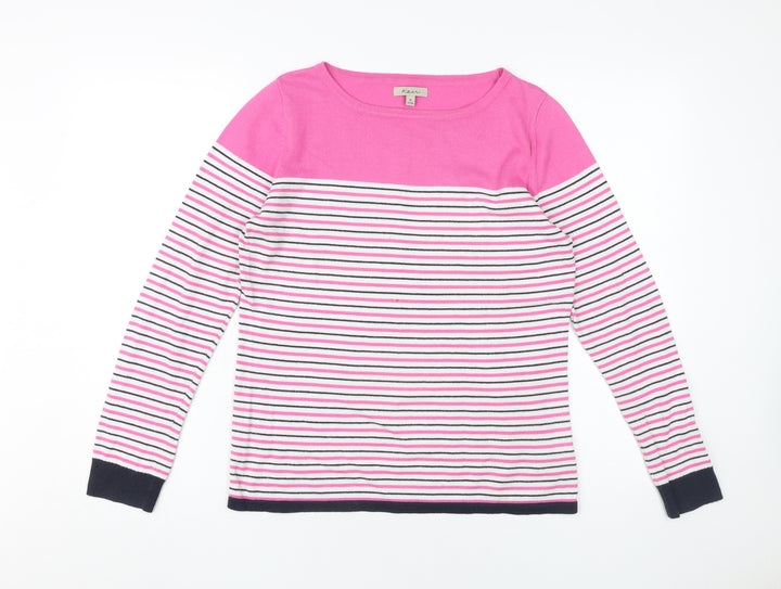 Kew Women's Pink Striped Knit Pullover Jumper M