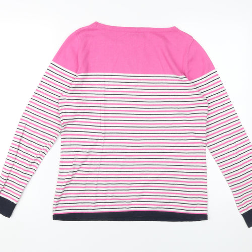 Kew Women's Pink Striped Knit Pullover Jumper M