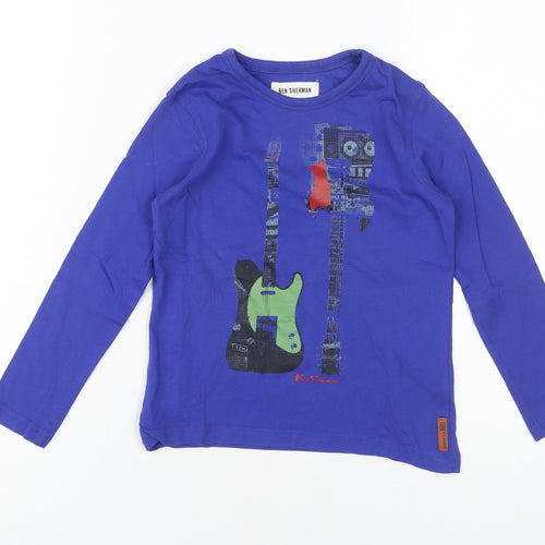 Ben Sherman Boys Blue Long Sleeve T-Shirt, Size 11-12, Graphic Print