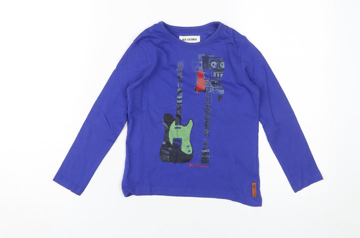 Ben Sherman Boys Blue Long Sleeve T-Shirt, Size 11-12, Graphic Print