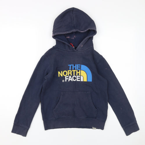 The North Face Boys Blue Pullover Hoodie M Graphic Logo