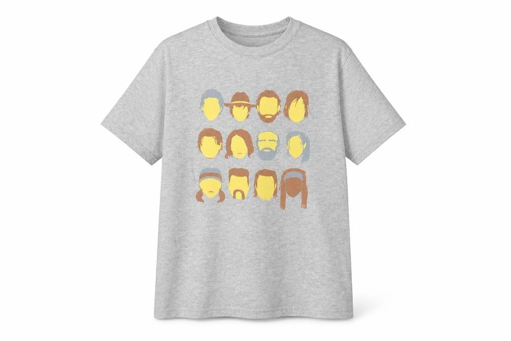 Front view of Stars & Stripes Grey T-Shirt unisex adults small