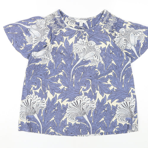 Next Women's Blue Floral Blouse, Size 14, Short Sleeve