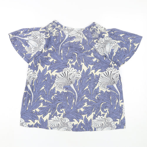 Next Women's Blue Floral Blouse, Size 14, Short Sleeve