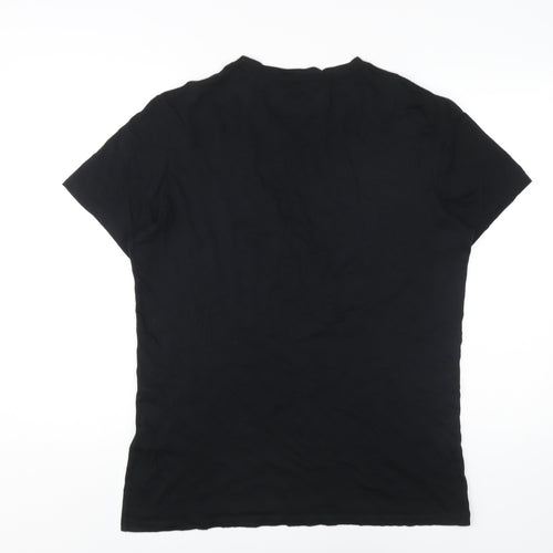 AllSaints Men's Black V-Neck T-Shirt, Large