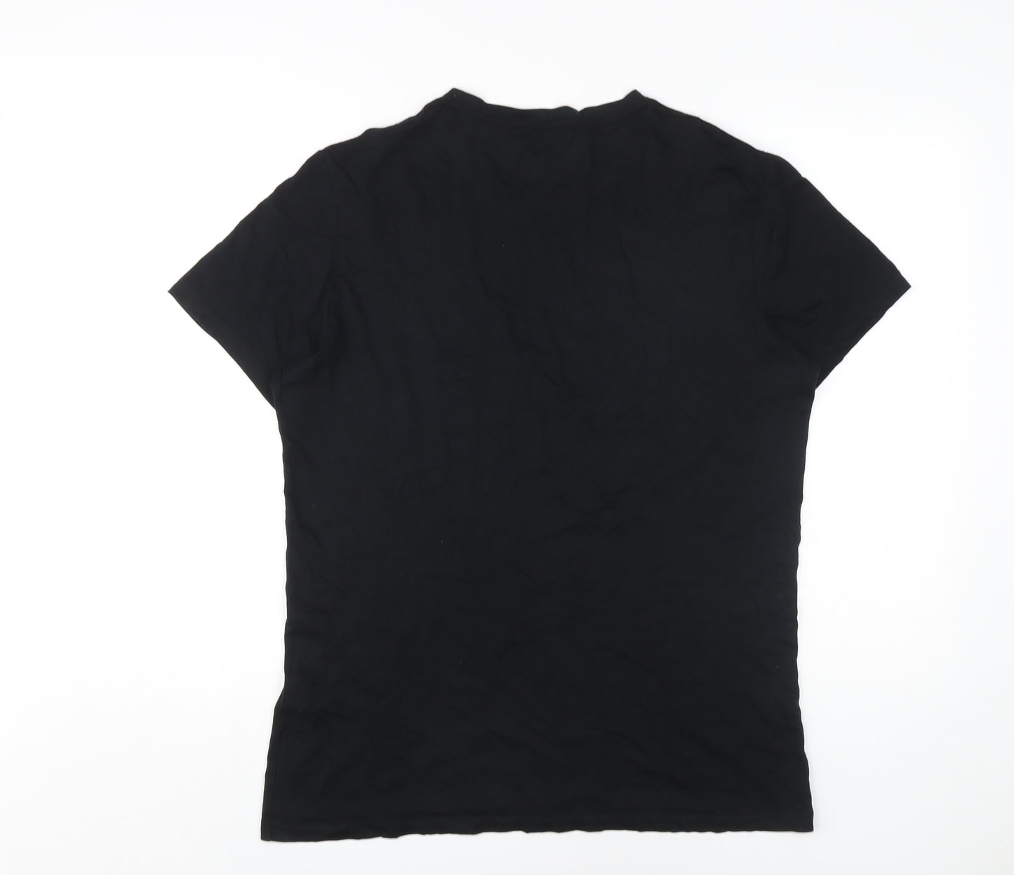 AllSaints Men's Black V-Neck T-Shirt, Large