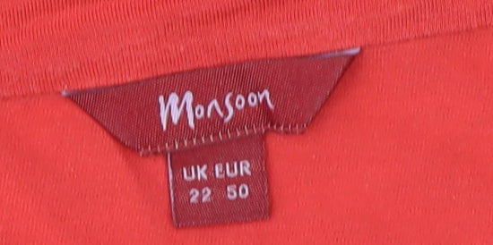 Monsoon Women's Red Cowl Neck Sleeveless T-Shirt, Size 22
