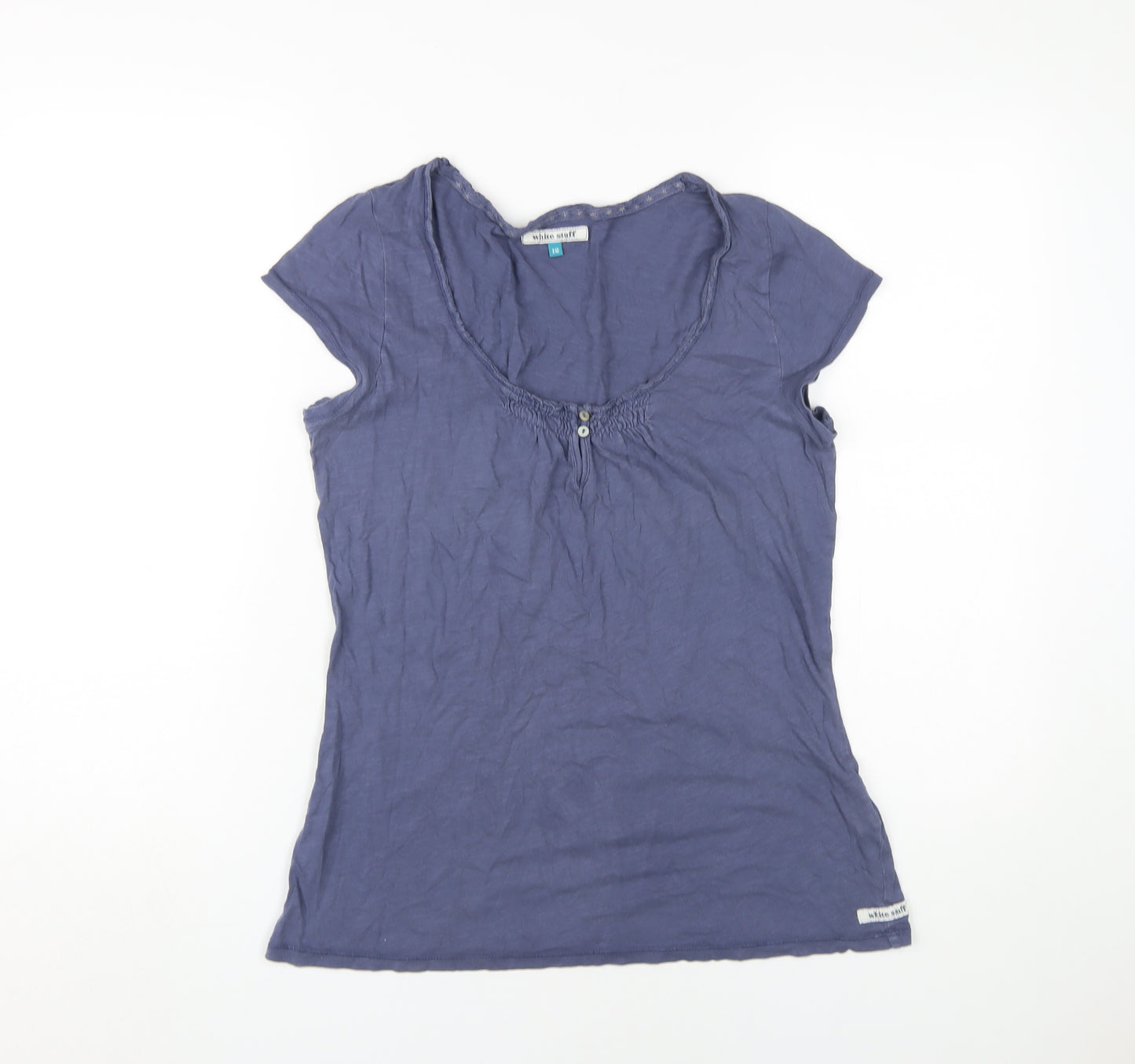 White Stuff Women's Blue T-Shirt, Size 12, Cotton, Casual